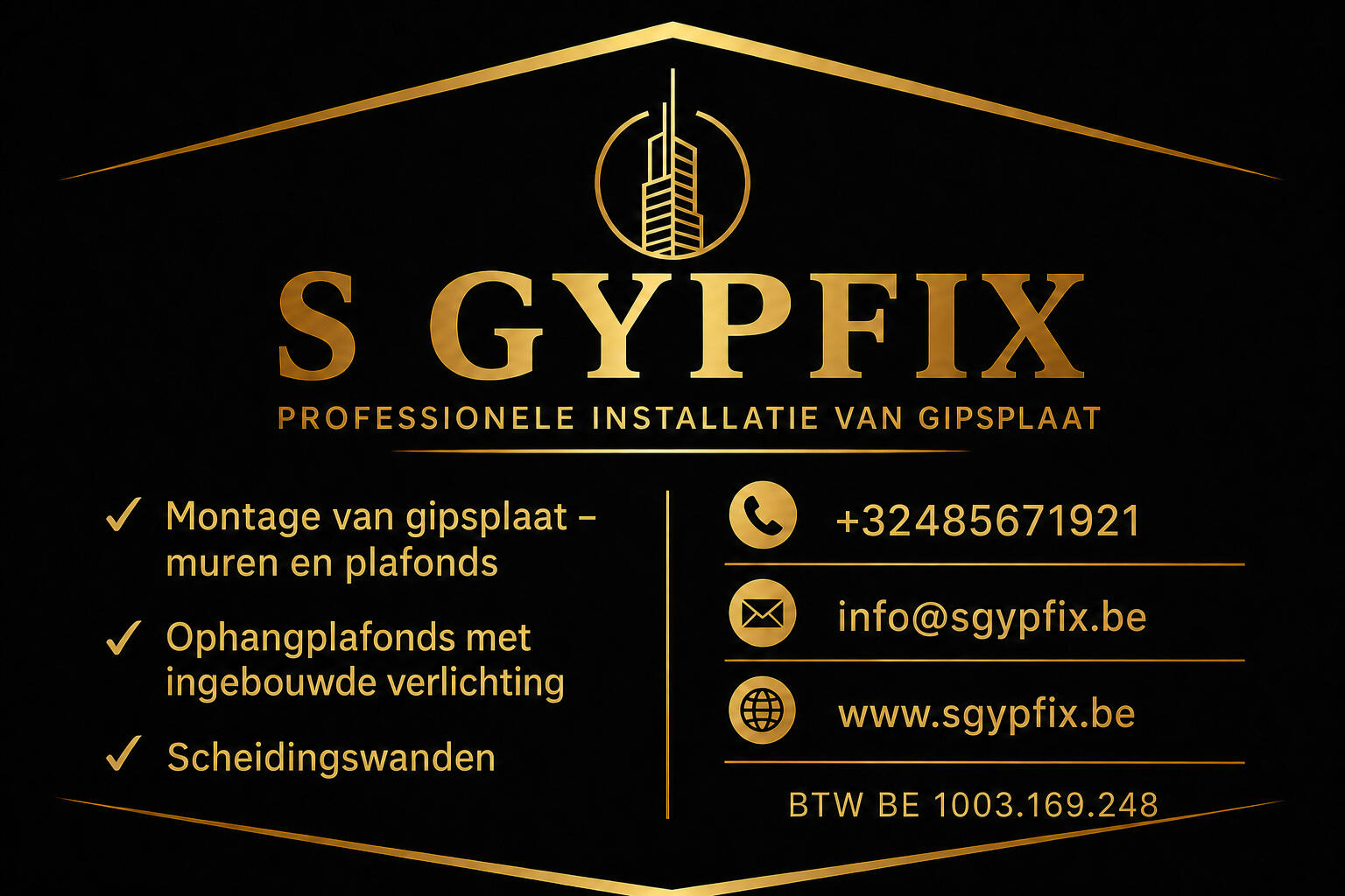S GYPFIX contactgegevens — gipsplaten specialist Vlaanderen contact - telefoon, e-mail en BTW-nummer BE 1003.169.248